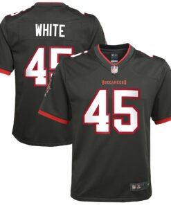 Youth Tampa Bay Buccaneers Devin White Pewter Game Jersey JS5656 nicesnker