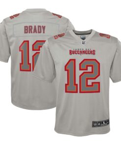 Youth Tampa Bay Buccaneers Tom Brady Gray Atmosphere Game Jersey JS2892 nicesnker