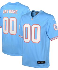 Youth Tennessee Titans Light Blue Oilers Throwback Custom Game Jersey JS9098 nicesnker