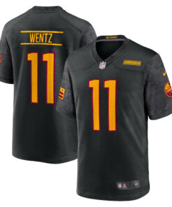 Youth Washington Commanders Carson Wentz Black Alternate Game Jersey JS2064 nicesnker
