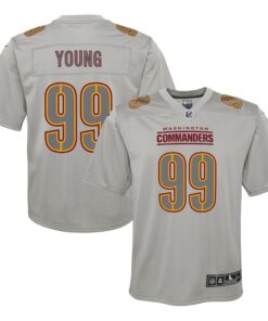 Youth Washington Commanders Chase Young Gray Atmosphere Fashion Game Jersey JS7427 nicesnker