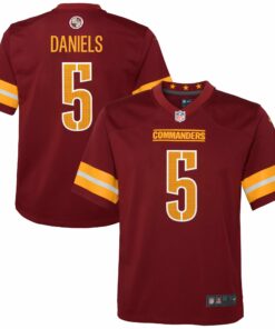 Youth Washington Commanders Jayden Daniels Burgundy Player Game Jersey JS7835 nicesnker
