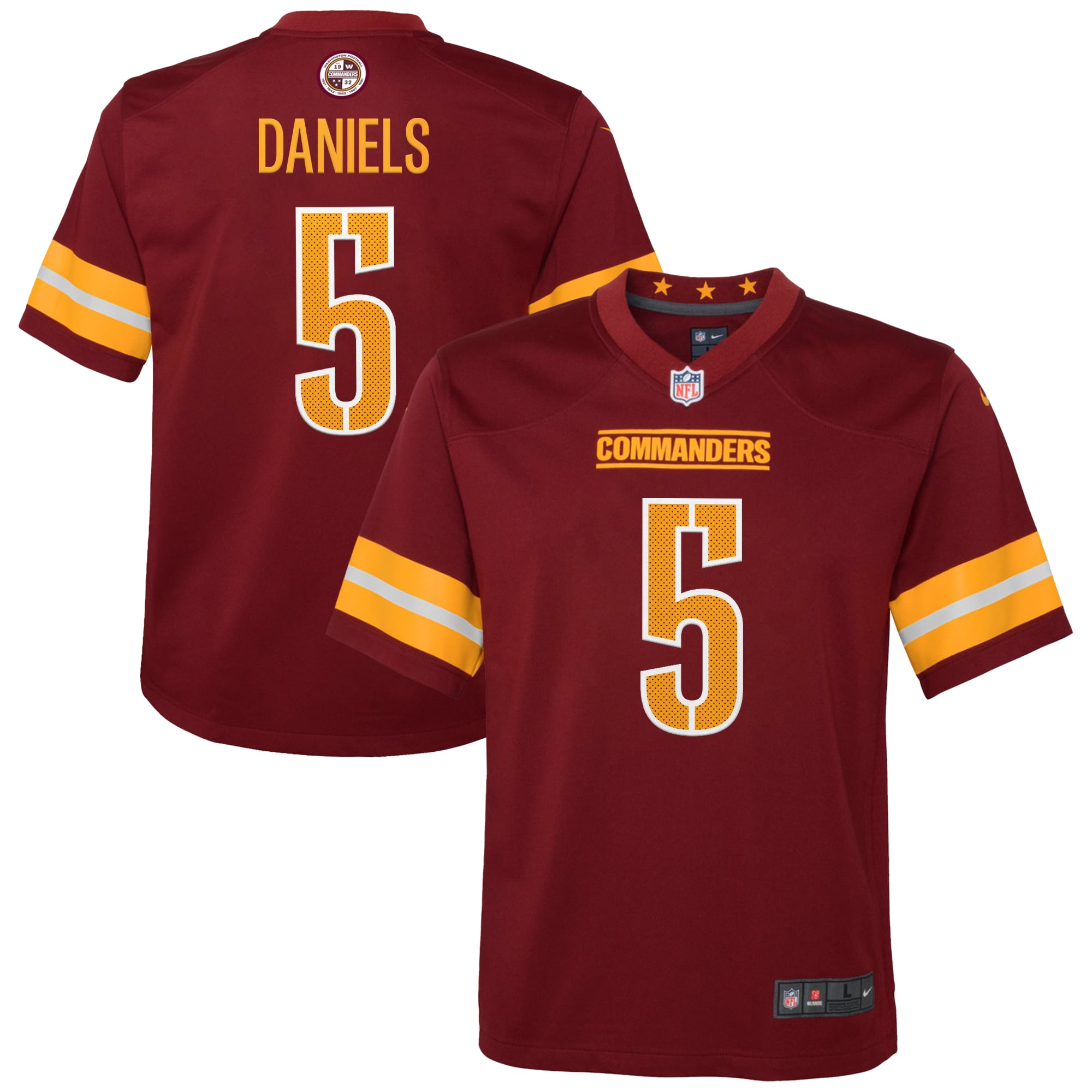 Youth Washington Commanders Jayden Daniels Burgundy Player Game Jersey JS7835 nicesnker