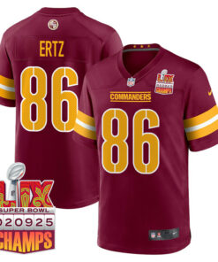 Zach Ertz 86 Washington Commanders Super Bowl LIX Champions Patch Game Men Jersey - Burgundy JS8028 nicesnker
