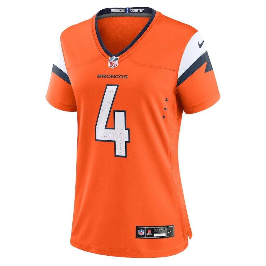Zach Wilson 4 Denver Broncos Women's Team Game Jersey - Orange JS7212 nicesnker - Image 2