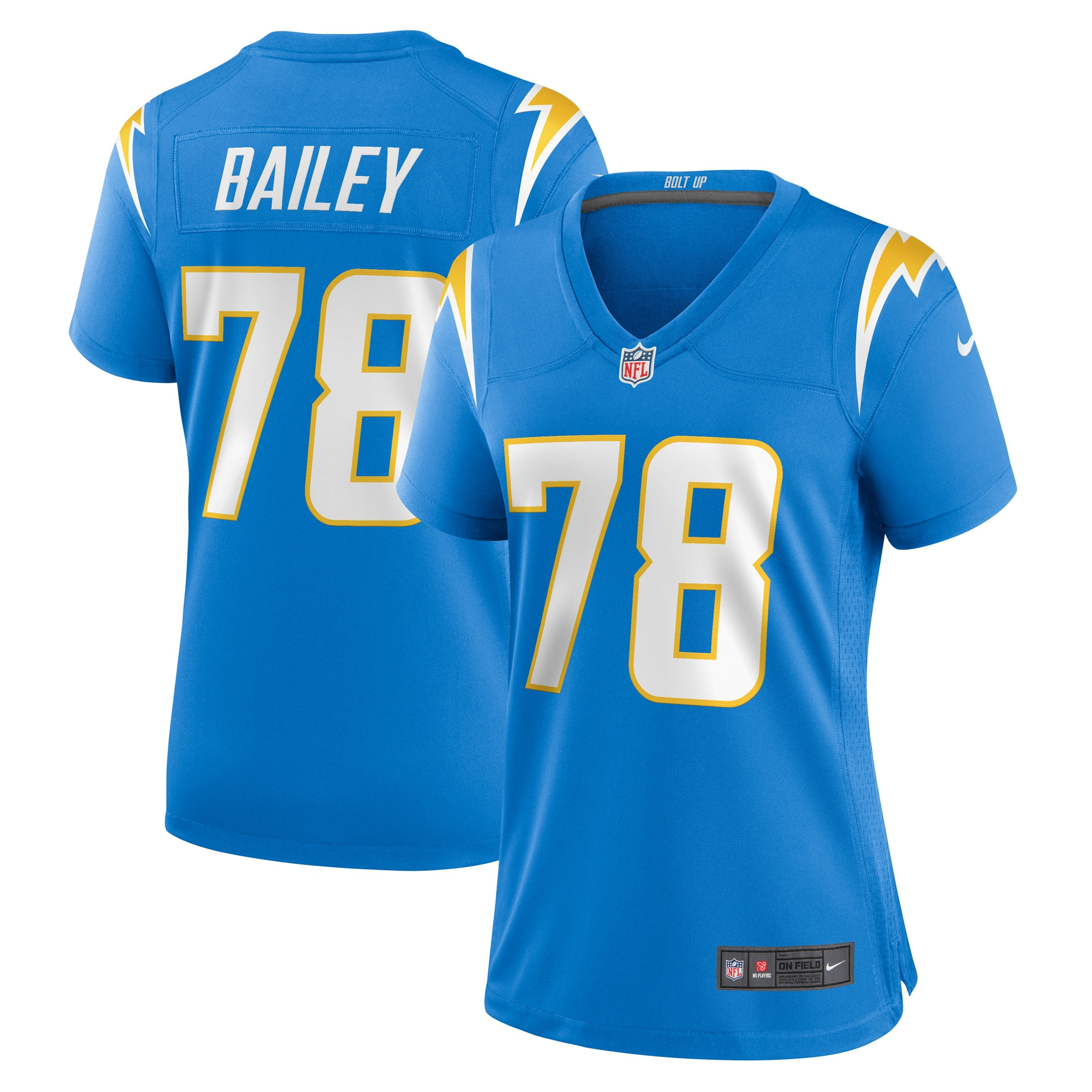 Zack Bailey 78 Los Angeles Chargers Women's Game Jersey - Powder Blue JS3394 nicesnker