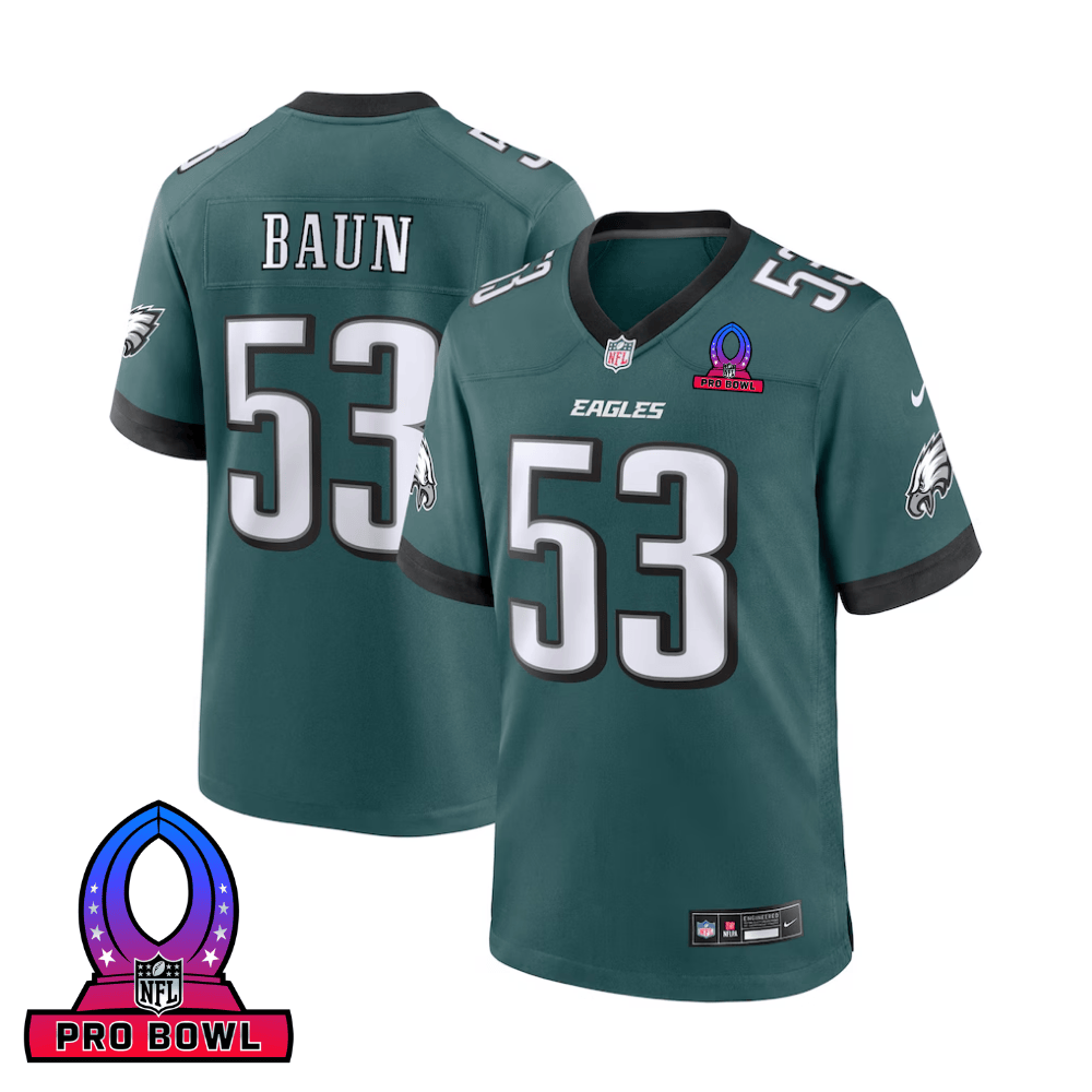 Zack Baun 53 Philadelphia Eagles 2025 Pro Bowl Patch Game Men Jersey - Midnight Green JS6783 nicesnker