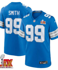 Za'Darius Smith #99 Detroit Lions Super Bowl LIX Jersey - Men's - Blue JS7239 nicesnker