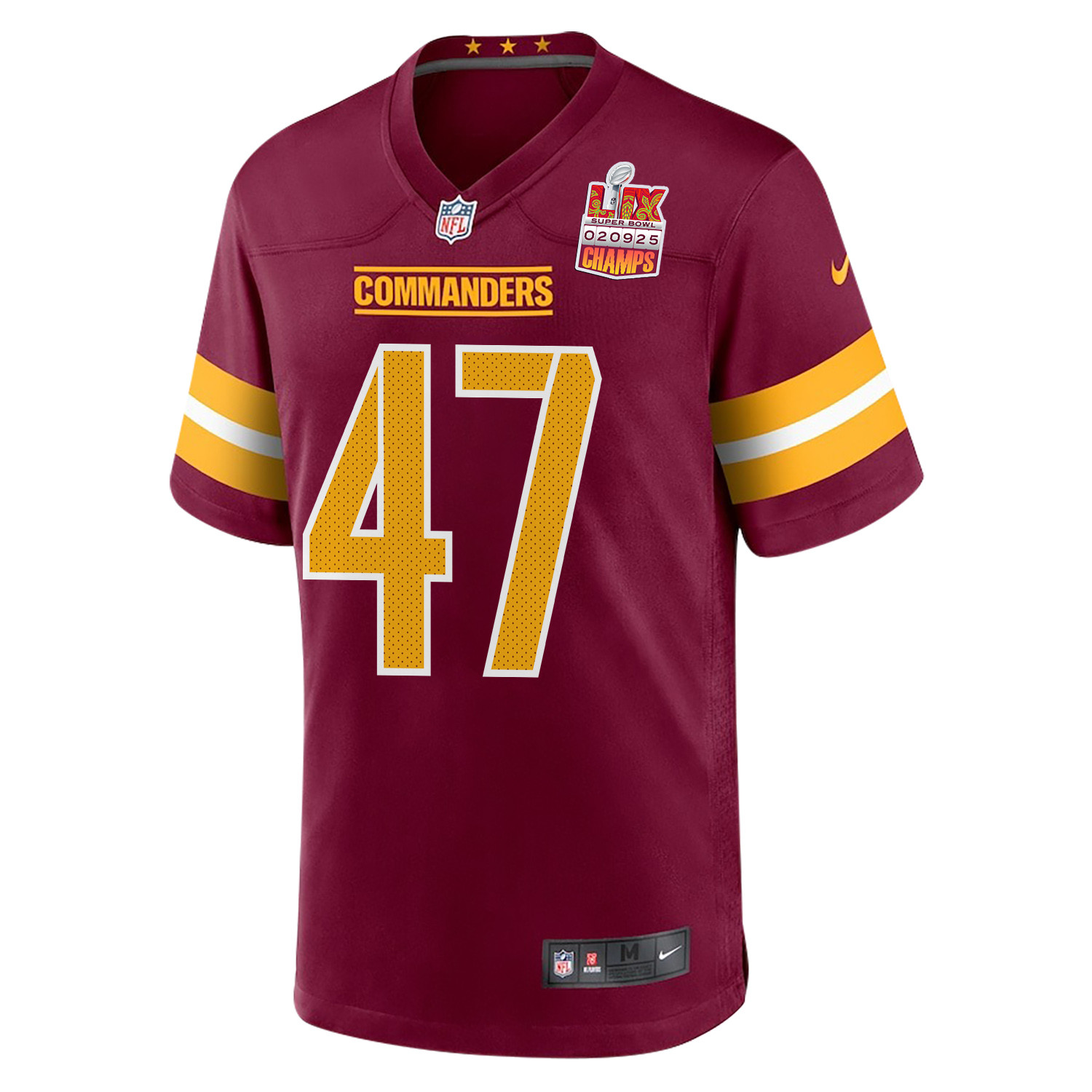 Zane Gonzalez 47 Washington Commanders Super Bowl LIX Champions Patch Game Men Jersey - Burgundy JS6953 nicesnker - Image 3