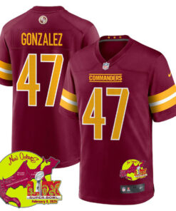 Zane Gonzalez 47 Washington Commanders Super Bowl LIX New Orleans Patch Game Men Jersey - Burgundy JS6808 nicesnker