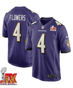 Zay Flowers #4 Baltimore Ravens Super Bowl LIX Jersey - Men's - Purple JS8463 nicesnker