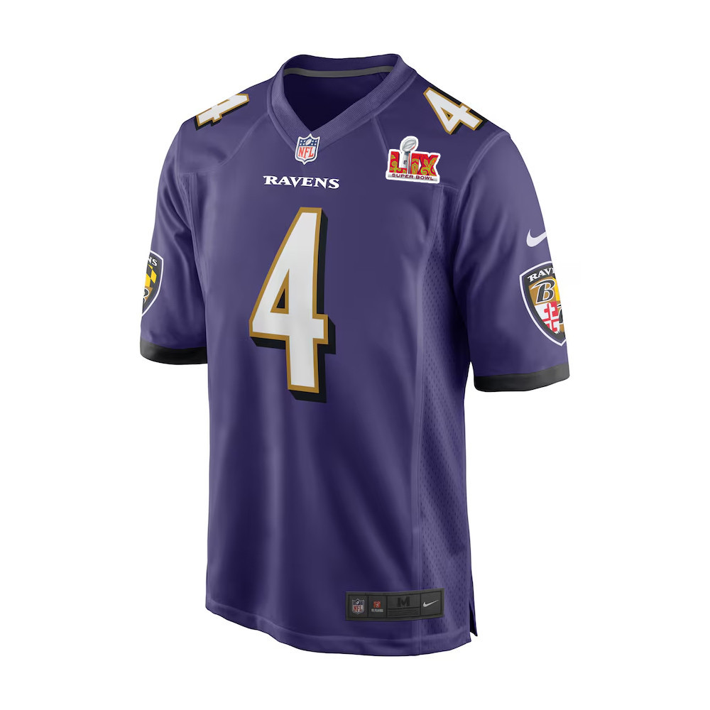 Zay Flowers #4 Baltimore Ravens Super Bowl LIX Jersey - Men's - Purple JS8463 nicesnker - Image 2