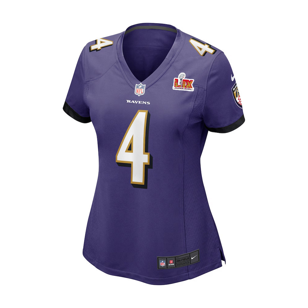 Zay Flowers #4 Baltimore Ravens Super Bowl LIX Women's Jersey - Purple JS1508 nicesnker - Image 2