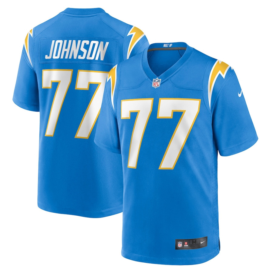 Zion Johnson 77 Los Angeles Chargers Men Game Jersey - Powder Blue JS6580 nicesnker