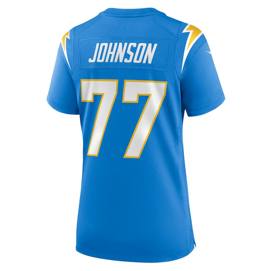 Zion Johnson 77 Los Angeles Chargers Women's Game Jersey - Powder Blue JS1719 nicesnker - Image 3