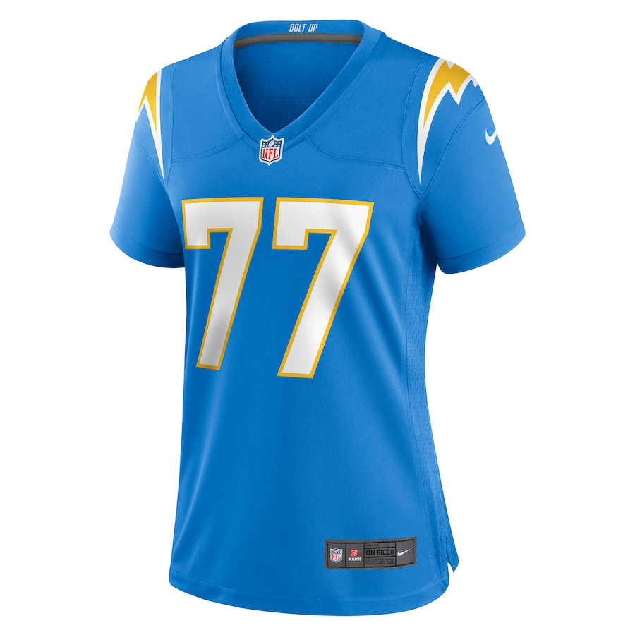 Zion Johnson 77 Los Angeles Chargers Women's Game Jersey - Powder Blue JS1719 nicesnker - Image 2